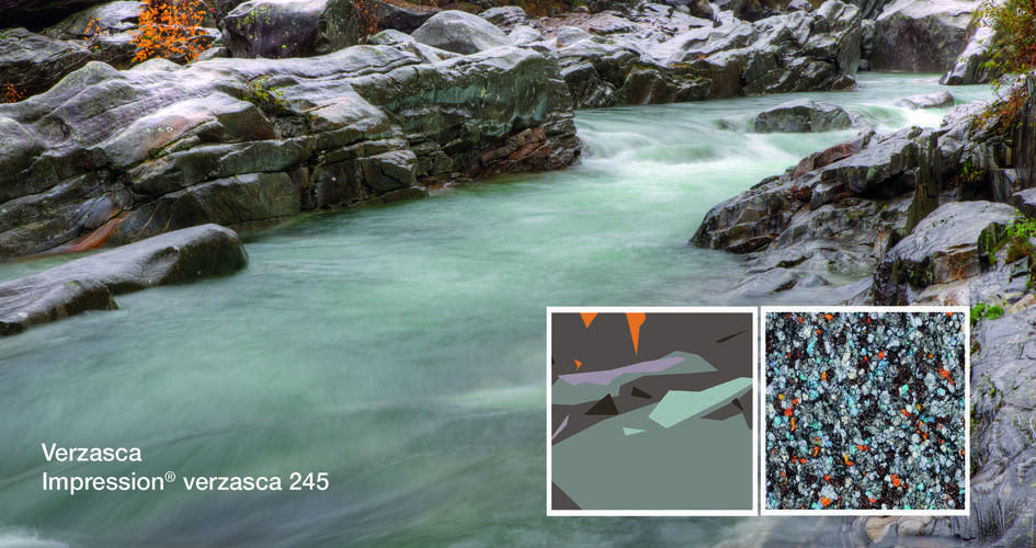 Nature photo “Verzasca” in shades of gray, blue and brown