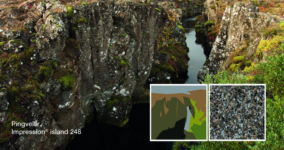 Natuurfoto “Pingvellir” in bruin en groene tinten