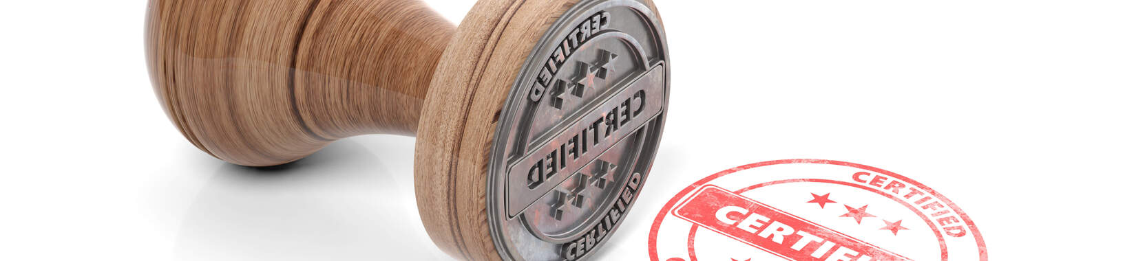 “Certified” stamp made from wood